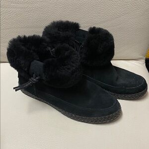 UGG Black Suede Fur-Lined Boots 113593